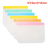 VKTECH 10Pcs PEVA Food Storage Bag Containers Reusable Freezer Bag Leakproof Top Ziplock Silicone Bags Kitchen Organizer Pouch