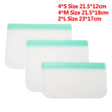 VKTECH 10Pcs PEVA Food Storage Bag Containers Reusable Freezer Bag Leakproof Top Ziplock Silicone Bags Kitchen Organizer Pouch