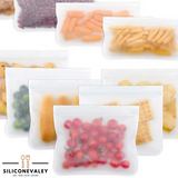 VKTECH 10Pcs PEVA Food Storage Bag Containers Reusable Freezer Bag Leakproof Top Ziplock Silicone Bags Kitchen Organizer Pouch